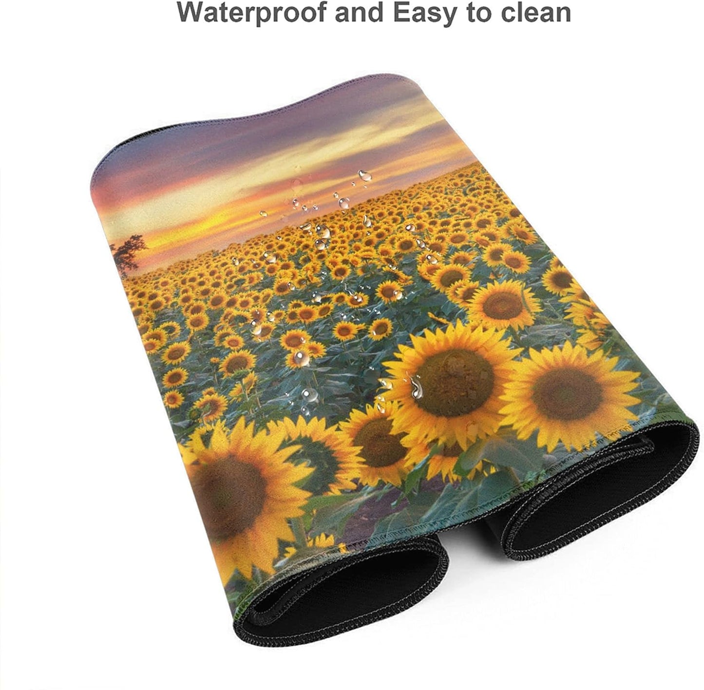Desk Mat,Floral Sunflowers Extended Gaming Mouse Pad for Office Work & Game,Computer Keyboard Mouse Mat Desk Non-Slip Rubber Base Large Mousepad with Stitched Edges, 31.5x15.7inch