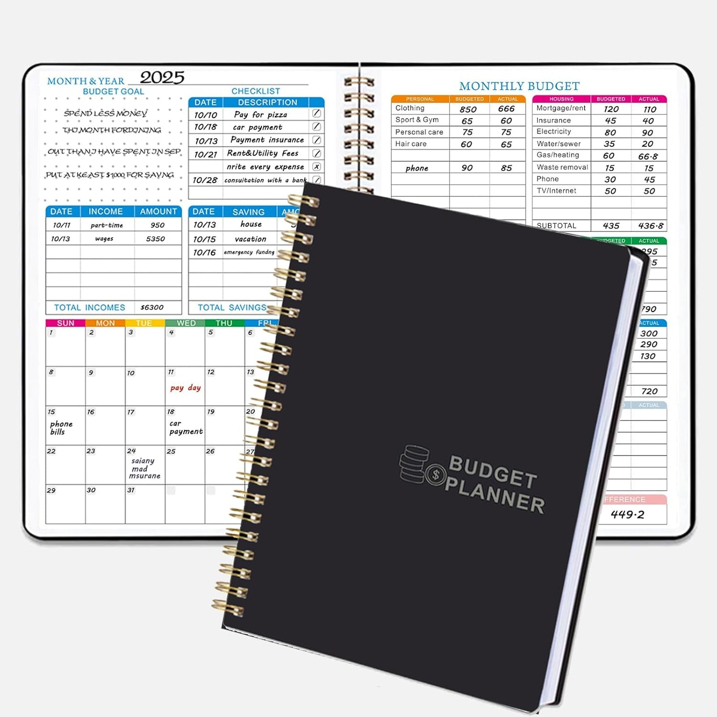 Budget Planner - Monthly Bill Organizer with Expense Saving Debt Notebook to to Take Control of Your Money, Undated Financial Planner/Budget Book, Start Anytime, A5(8.6x5.9 inches),100gsm Paper