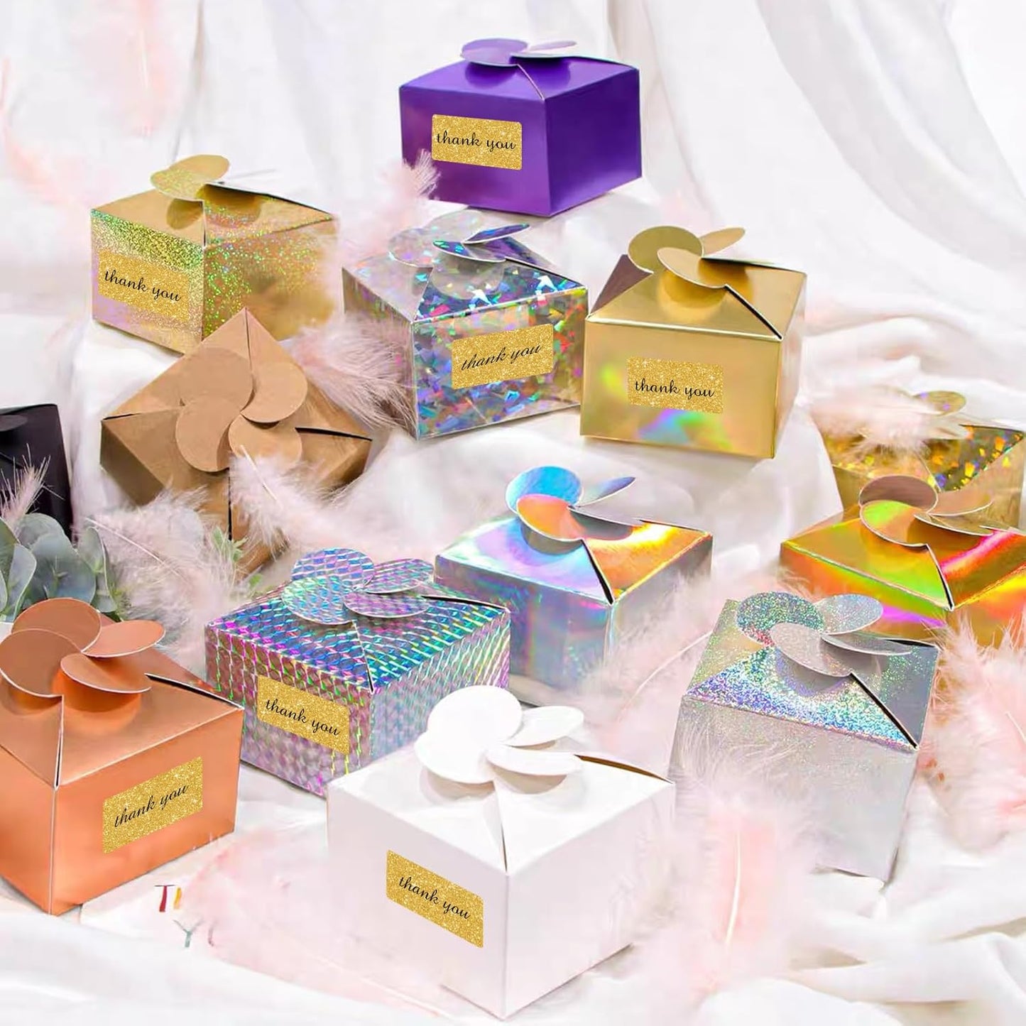 Direct Thermal Label 2x1 Inch- Barcode Labels- Holographic Thermal Sticker Labels for Address, Shipping, Compatible with Rollo Label Printer & MUNBYN& Zebra (300 Labels/Gold)