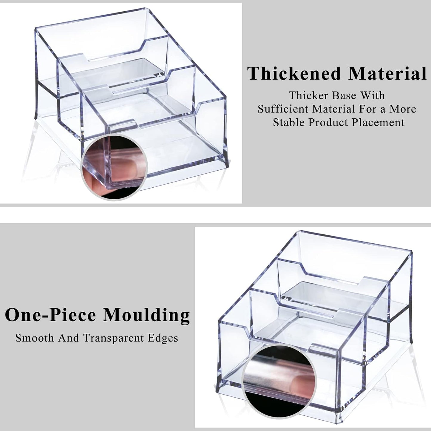Clear Acrylic Business Card Holder,3 Tier Premium Acrylic Clear Business Card Holder Stand for Desk Fits 150 Business Cards
