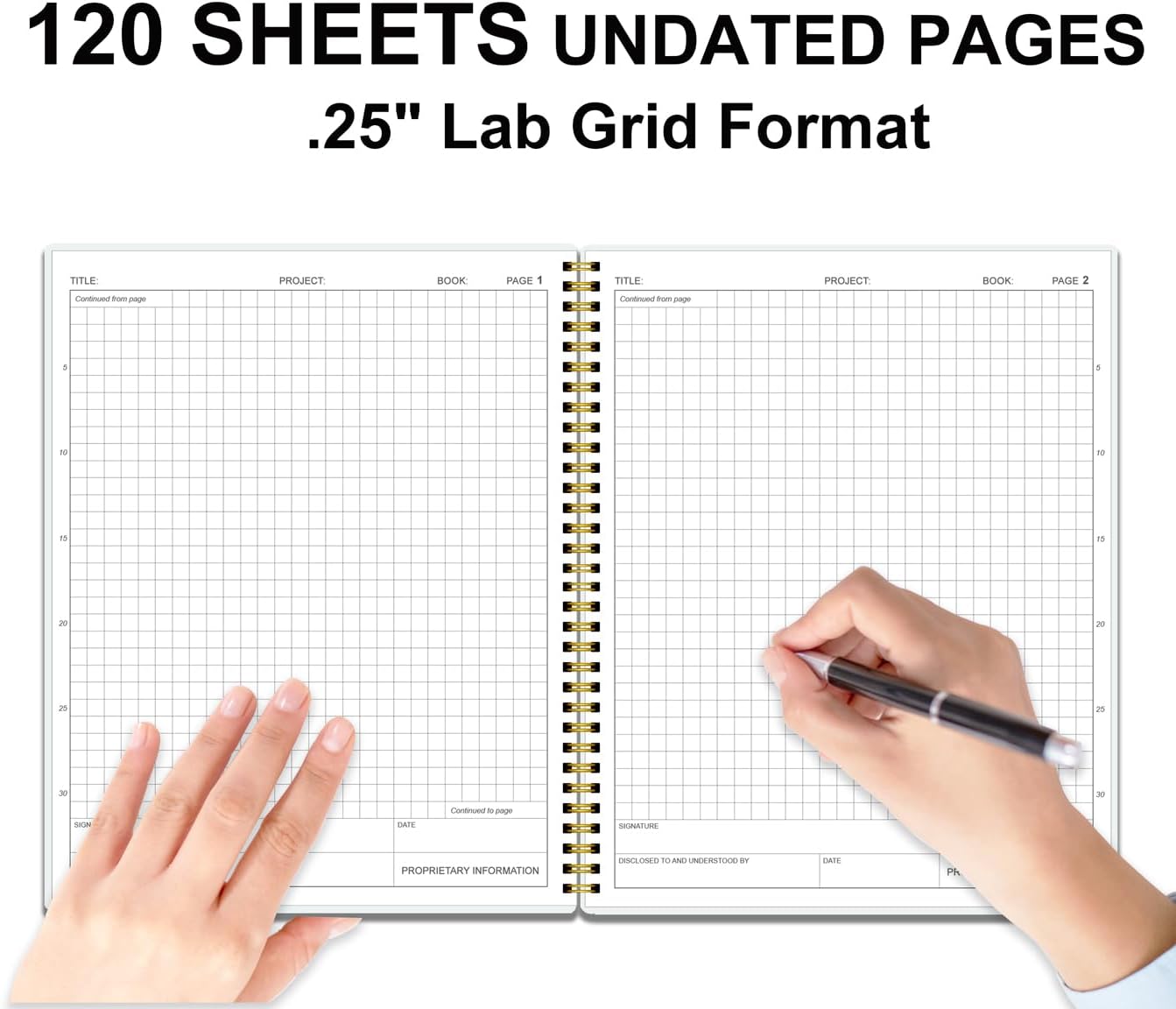 Engineering Notebook/Engineer Graph Paper Notebook - (.25" Grid Format), Lab Notebook Quad Ruled Book with Grid Pages: Table of Contents for Chemistry, Physics, Biology, 8" x 10", Spiral Bound, Black