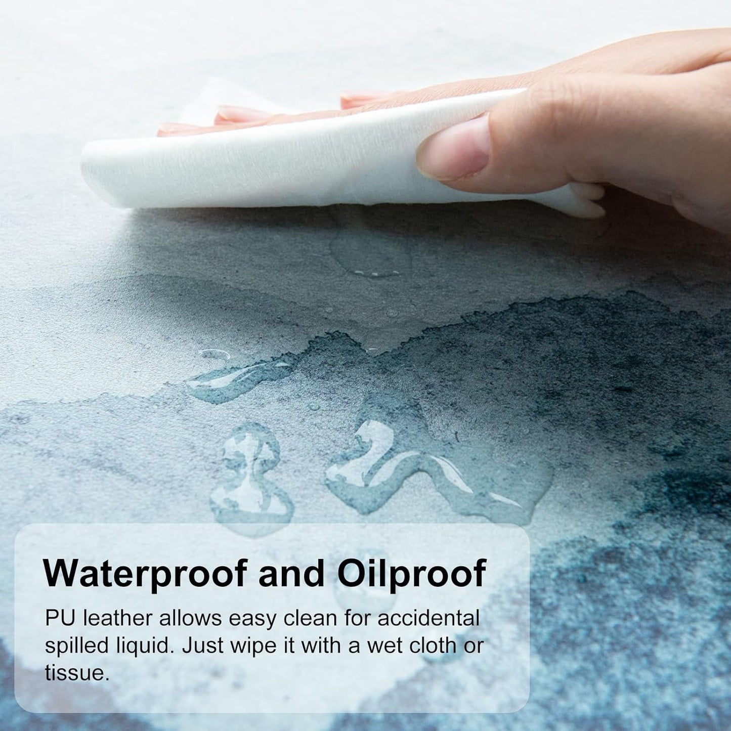 QIYI Desk Pad Large Keyboard and Mouse Pad for Laptop Computer, PU Leather Desk Cover Protector, Desk Décor Accessories for Office Home Work Writing Gaming 31.5" x 15.7" - Watercolor Mountain