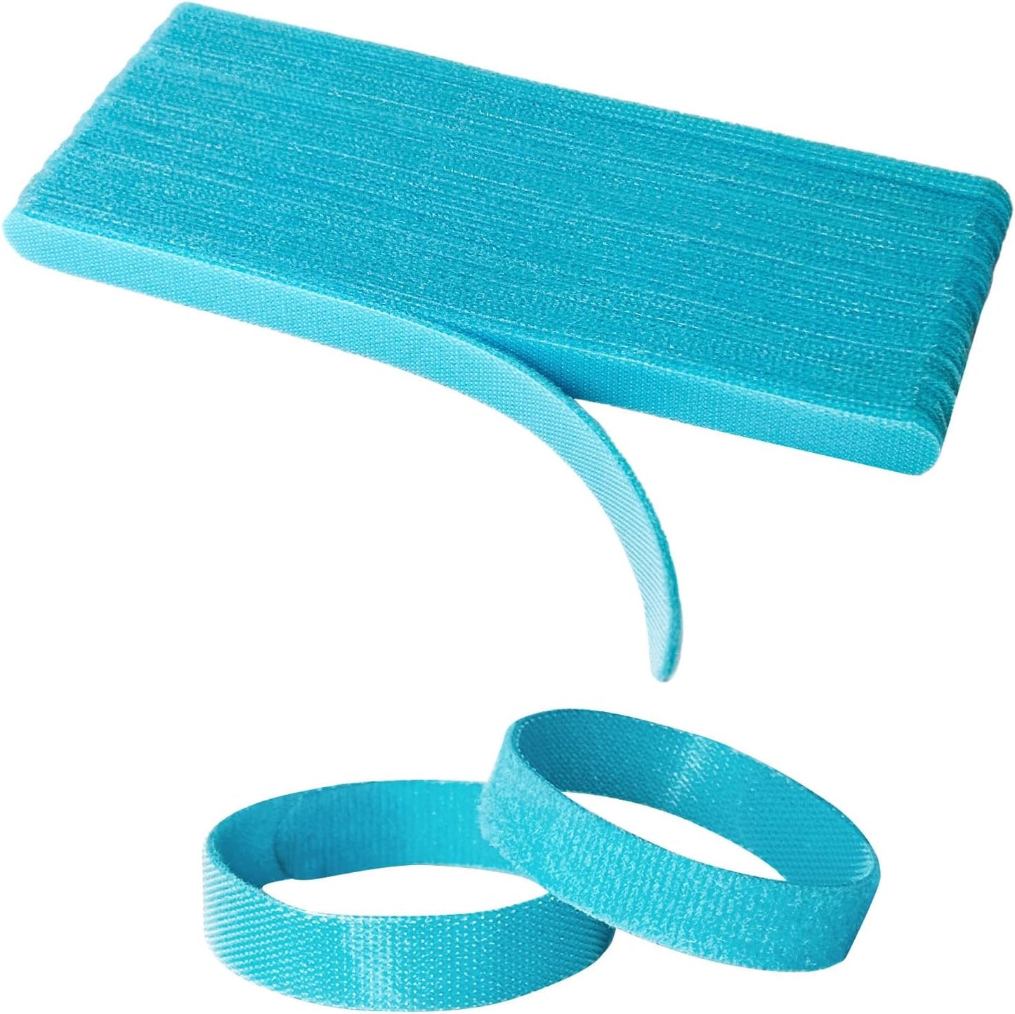 50PCS Reusable Adjustable Cable Ties, Microfiber Cloth Used for Computer Link Cable Cord Management (Light Blue)
