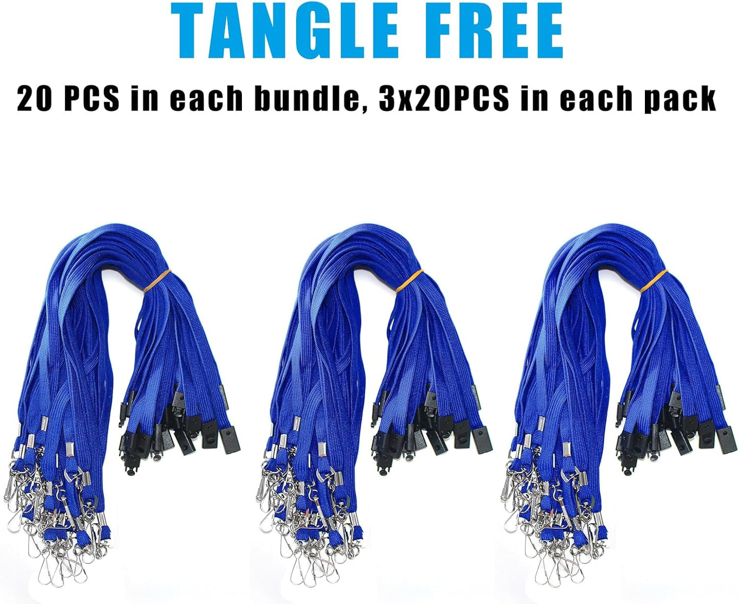 60 Pcs Breakaway Lanyards Safety Blue Lanyard with Swivel J Hook Premium Bulk Flat Lanyards 36" for ID Name Badge Holder, ID Badges Cruise, School, Students, Coach, Festival and Hang Keys