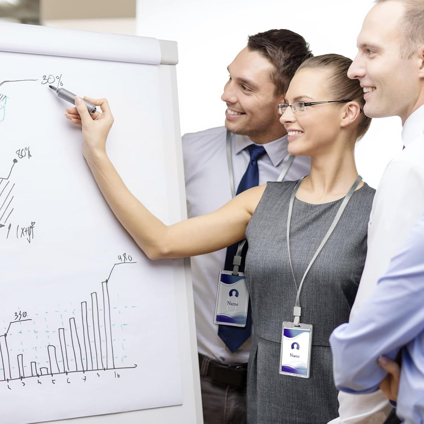 Chinco 60 Pcs Vertical Acrylic Badge Holders Waterproof Clear ID Holder Heavy Duty Card Holder Plastic Protector Cover Transparent Badge Protector Vertical in Office Products