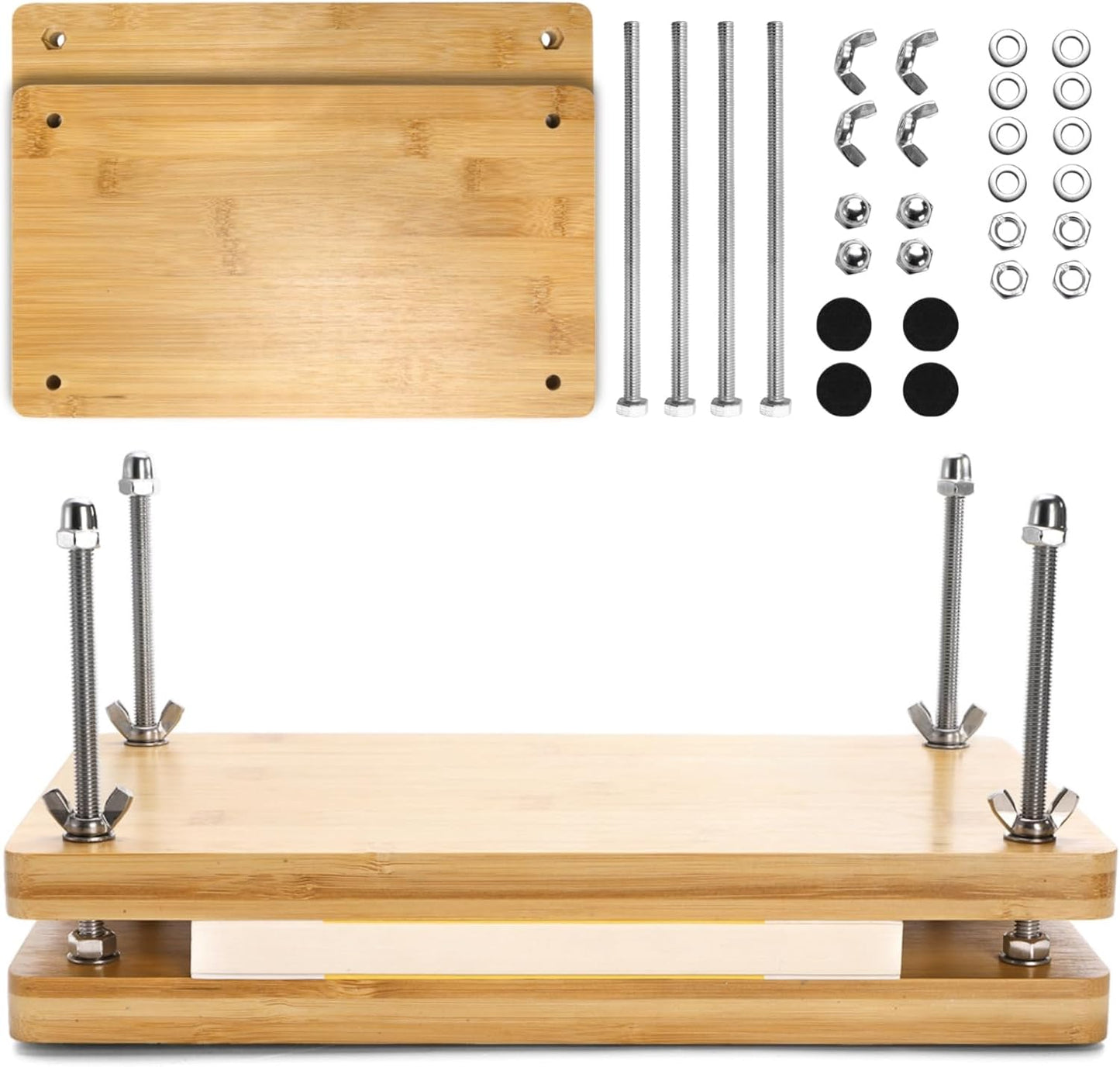 Noamus 13"x7.5" Book Press, 30pcs Bamboo Paper Press Bookbinding Kit, Portable Binding Supplies with Anti-Slip Mat, Handmade Flower Pressing Tools for DIY, Beginners Craft Enthusiasts, Easy Assemble