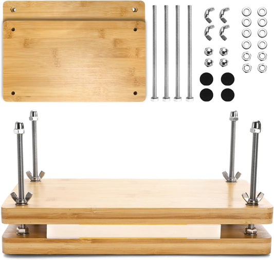 Noamus 13"x7.5" Book Press, 30pcs Bamboo Paper Press Bookbinding Kit, Portable Binding Supplies with Anti-Slip Mat, Handmade Flower Pressing Tools for DIY, Beginners Craft Enthusiasts, Easy Assemble