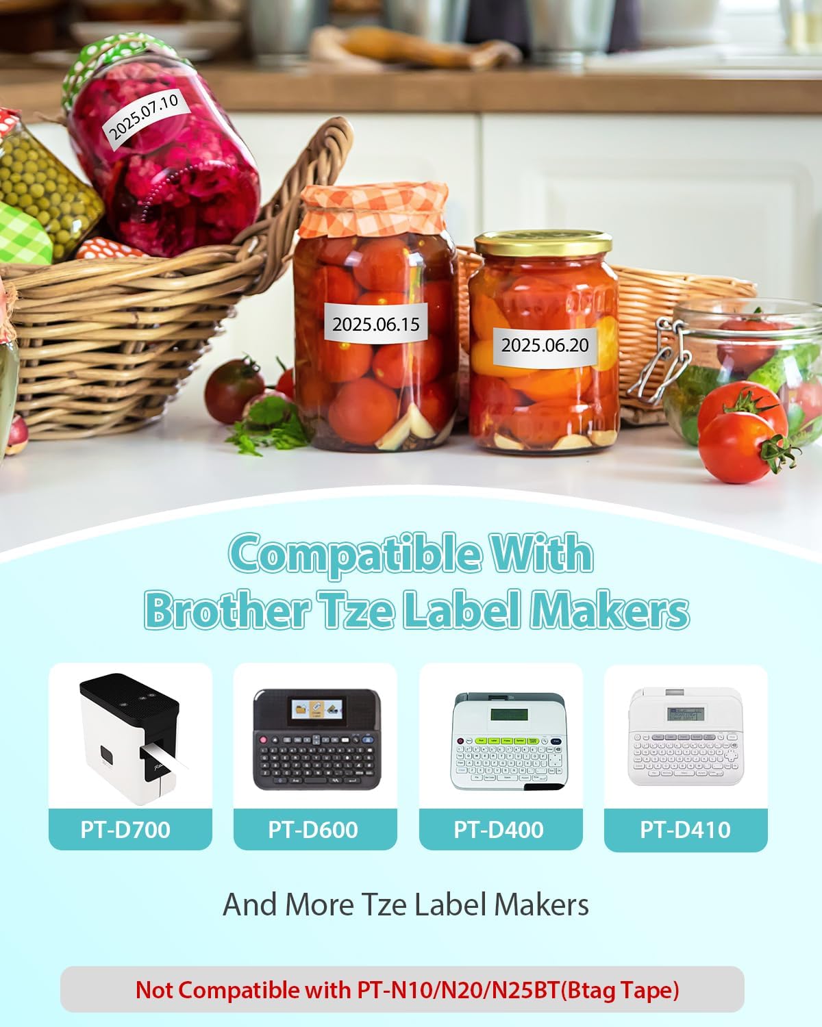 4-Pack TZe-241 TZ Tape 18mm 0.7 Inch Laminated White Compatible for Brother P Touch TZe-241 TZ-241 TZe241 Label Tape Use for Ptouch PT-D400 D410 D600 D610BT Label Maker 3/4 Inch, Black on White