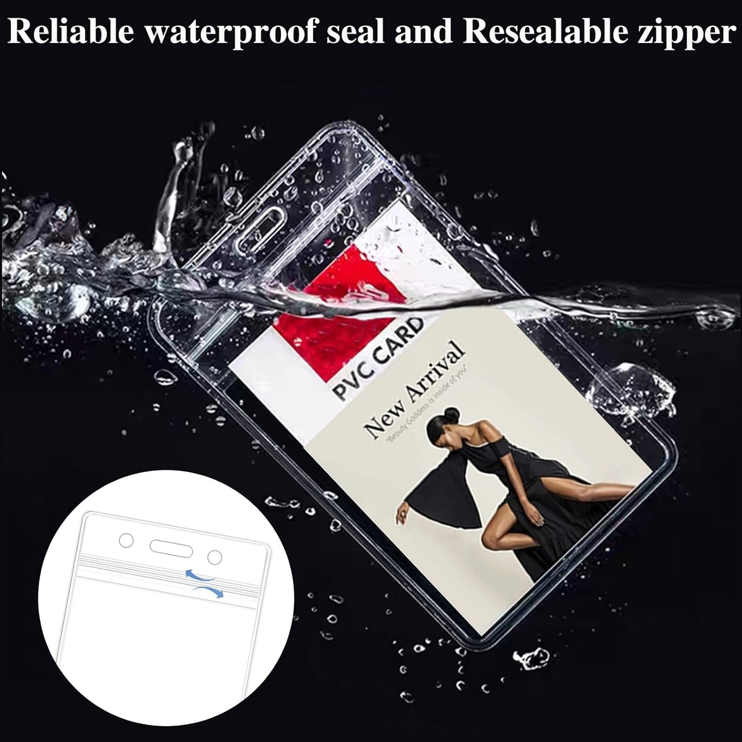 200 Pack Name ID Badge Holder-Plastic Badge Holder for Lanyard, Vertical Extra Thick 3.9" x 2.7" Waterproof Name tag Holder for School/Office/Hospital/Exhibition/Party/Credit Card (200)