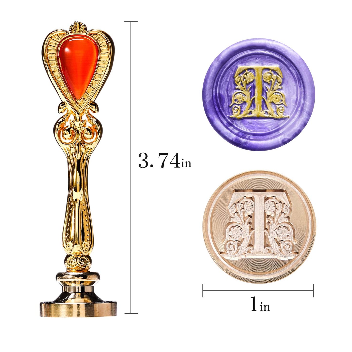 Lucky Goddness Alphabet Brass Wax Stamp, T Letter Sealing Wax Stamp