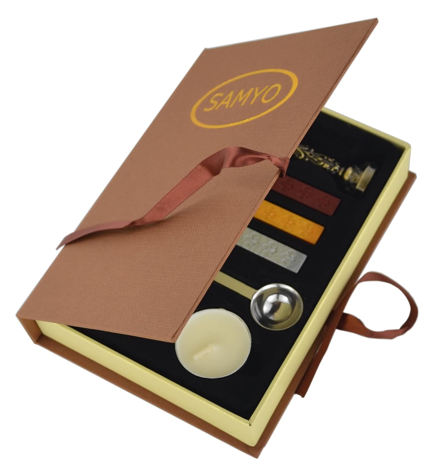 Samyo Creative Romantic Stamp Maker Classic Old-Fashioned Style Brass Color Wax Seal Sealing Stamp Vintage Antique Alphabet Initial Letter Set - (Letter W)