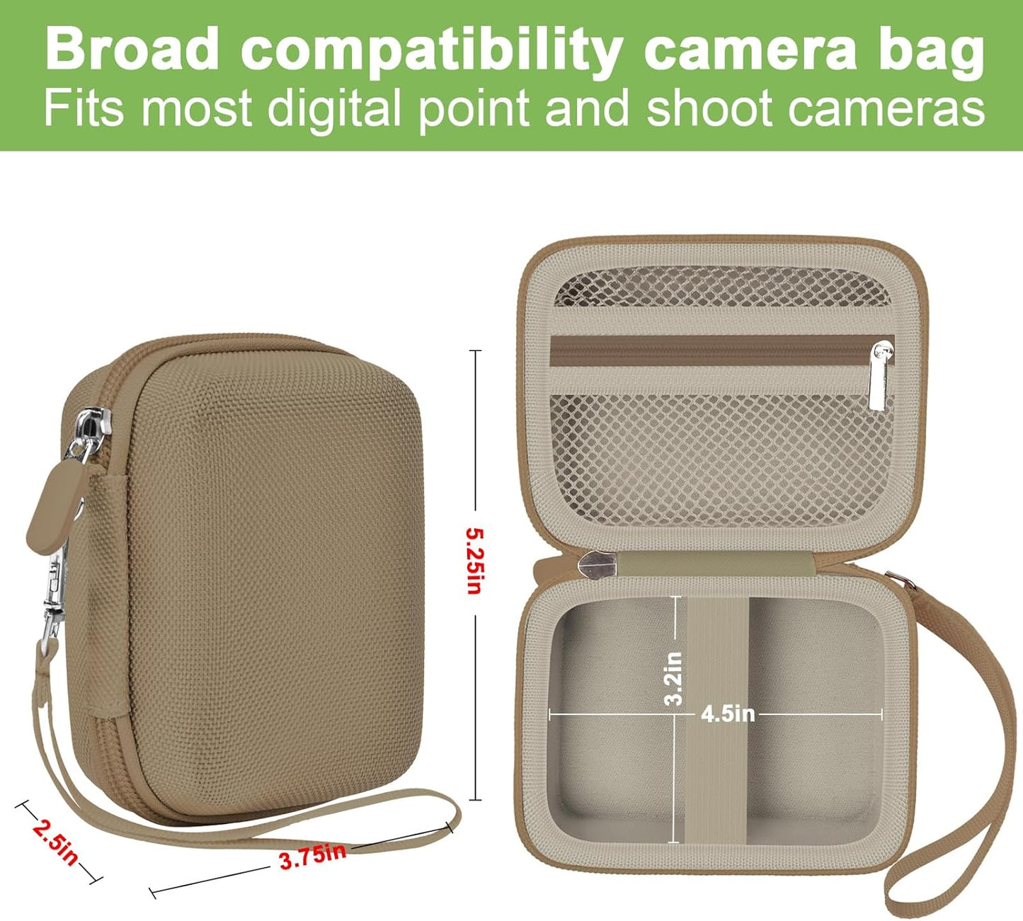 Digital Camera Case Compatible with VAHOIALD FHD 1080P/ for CAMKORY Digital Point and Shoot/for KODAK PIXPRO FZ45-BK 16MP Vlogging/for IWEUKJLO/for Nsoela, Holder for SD Card More- Brown (Box Only)