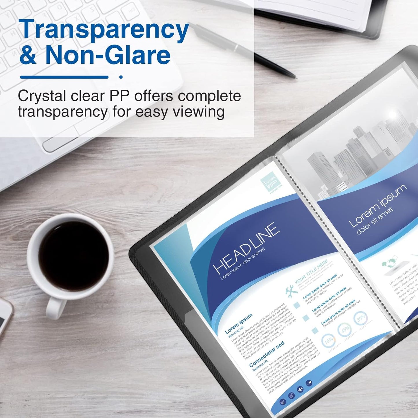 Sooez 30-Pocket Binder with Plastic Sleeves 8.5x11, Heavy Duty Art Portfolio Folder with Clear Sheet Protectors, Display 60 Pages, Presentation Book for Artwork, Document Organizer Binder - 4 Pack