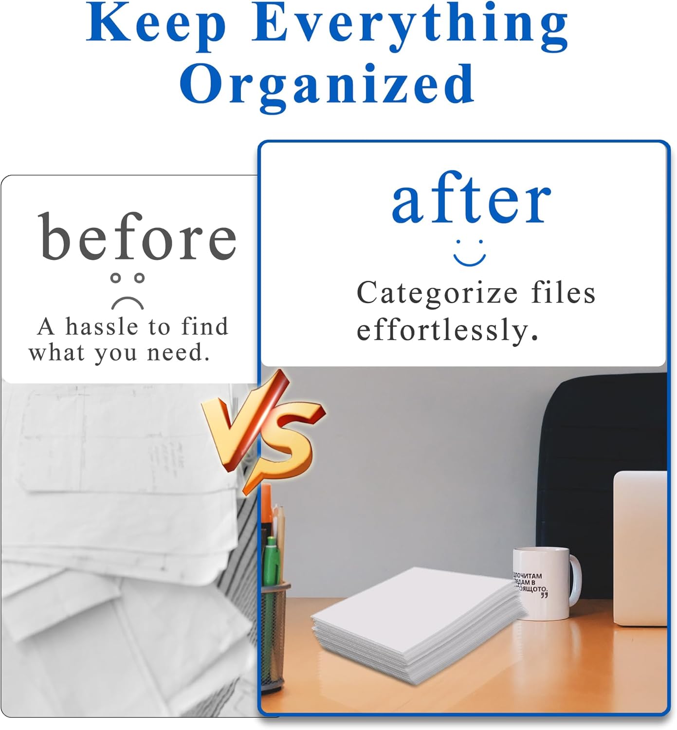 Zzrywuty 50 Packs Two Pocket File Folders with Business Card Slot,Textured Paper,Letter Size,Holds 100 Sheets for School,Office,Business,White