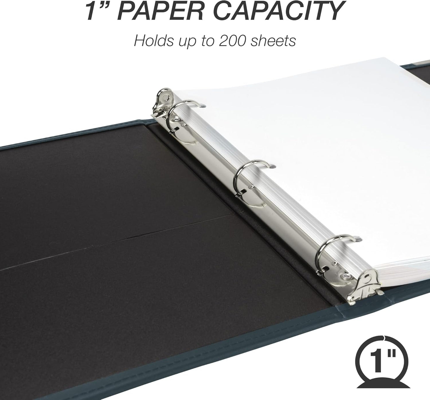 Samsill Classic Collection 3 Ring Leather Binder, Executive Presentation Portfolio, 1 Inch (Holds 100 Sheets), Silver Round Ring, Navy