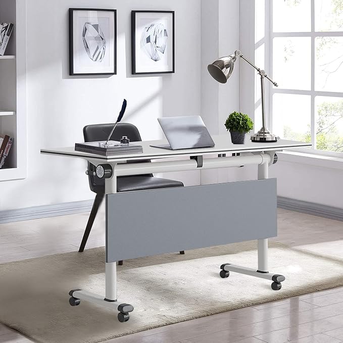 Conference Table,Folding Conference Tables Modern White Conference Room Table with Wheels, 2-10 Persons,for Office, Meeting Room (2, 1619YH, 61IN)