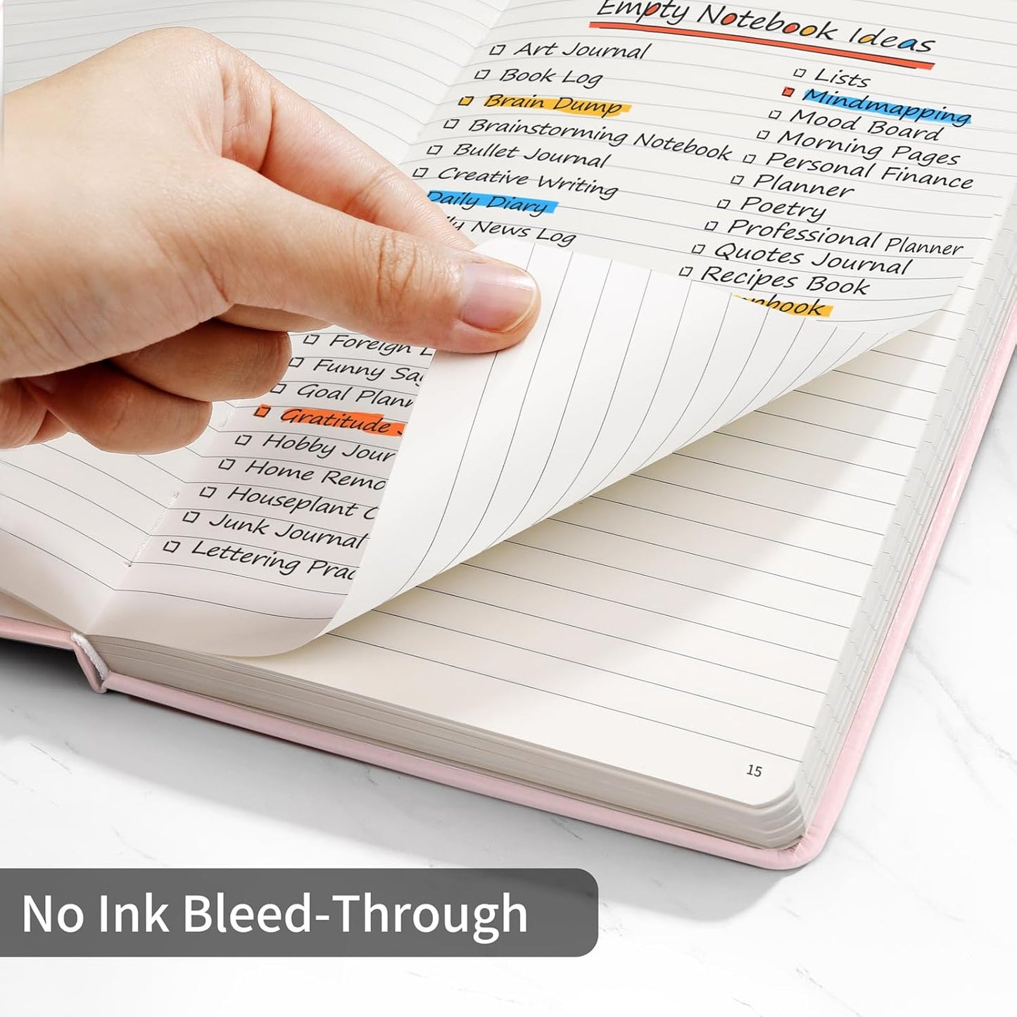 Annecy Numbered College Ruled Lined Journal Notebook, Medium 5.5x 8.25, 160 Pages 100GSM Writing Paper, A5 Pink Faux Leather Cover with Pen Loop