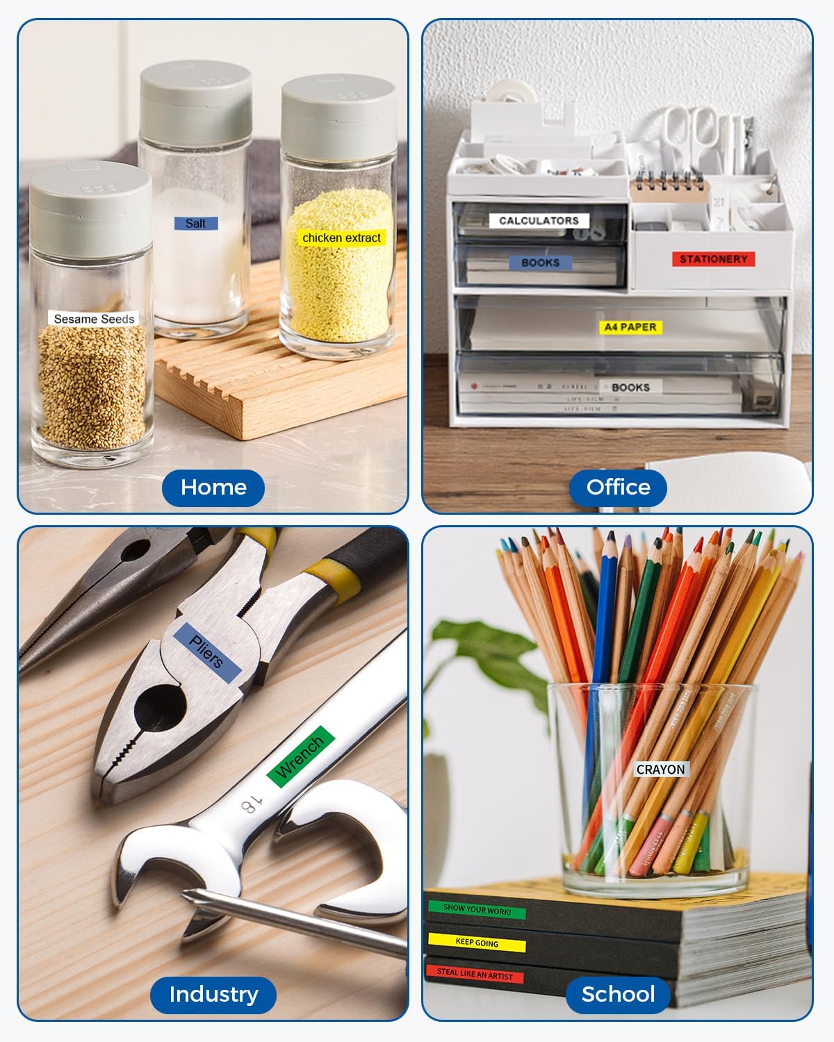 6PK TZe TZ Tape 18mm 0.7" Laminated Colored Compatible for Brother P Touch Label Maker Tape TZe-241 141 441 541 641 741 Work for PT-D400 D600 D410 D400 PT-D610BT, White/Clear/Red/Blue/Yellow/Green