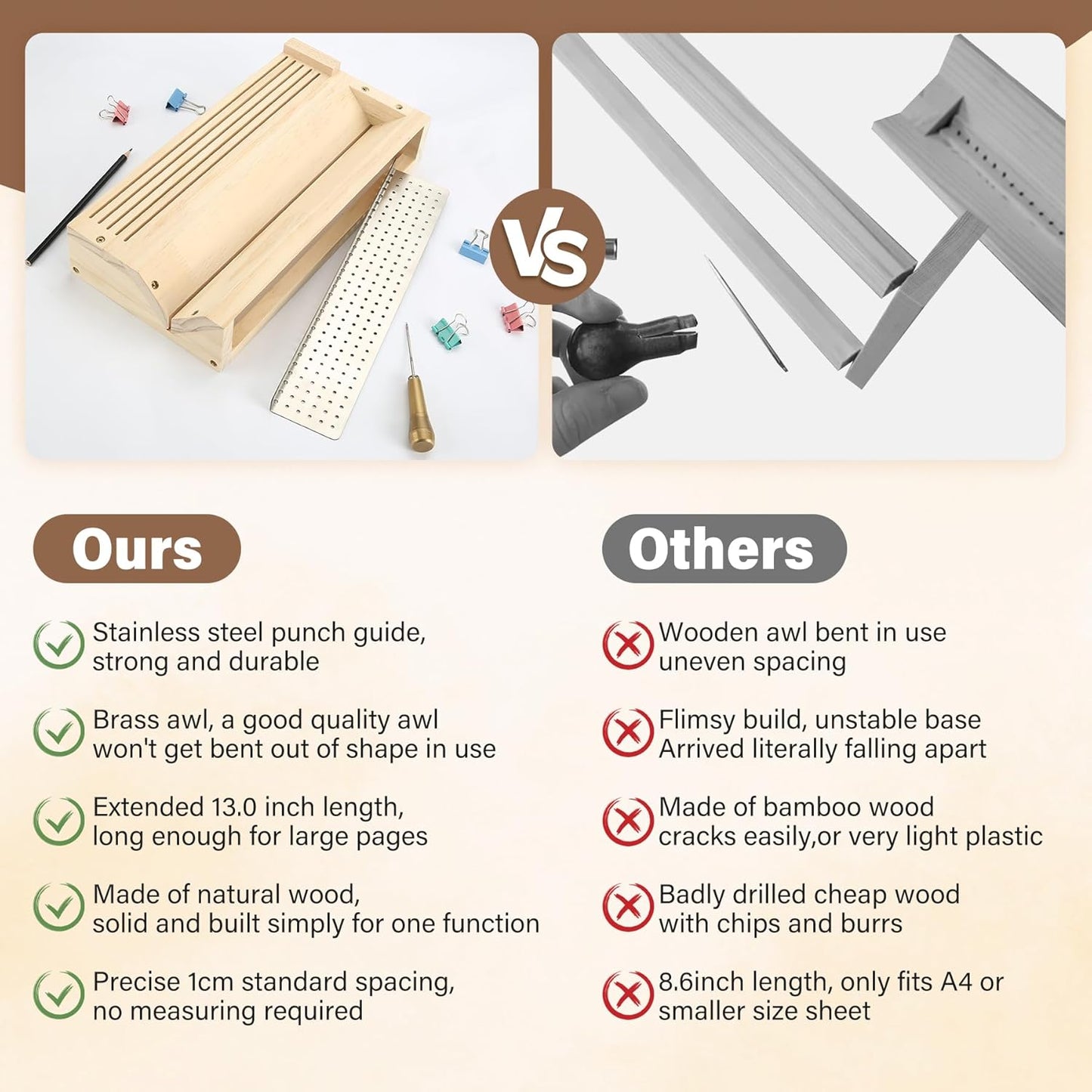 Bookbinding Punching Cradle Set, Includes Dual-Use Piercing Guide, with a Awl(Two Types of Awls, Randomly) - Signature Holes Punch for Books Cover, Journal, Mini Albums, Notebooks DIY Crafts