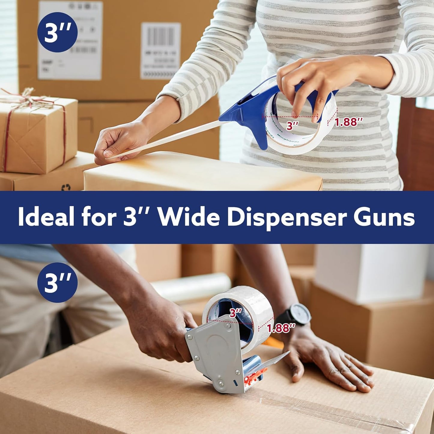 Clear Packing Tape (12 Rolls), Heavy Duty Packaging Tape for Shipping Packaging Moving Sealing, 2 inches Wide, 65 Yards Per Roll