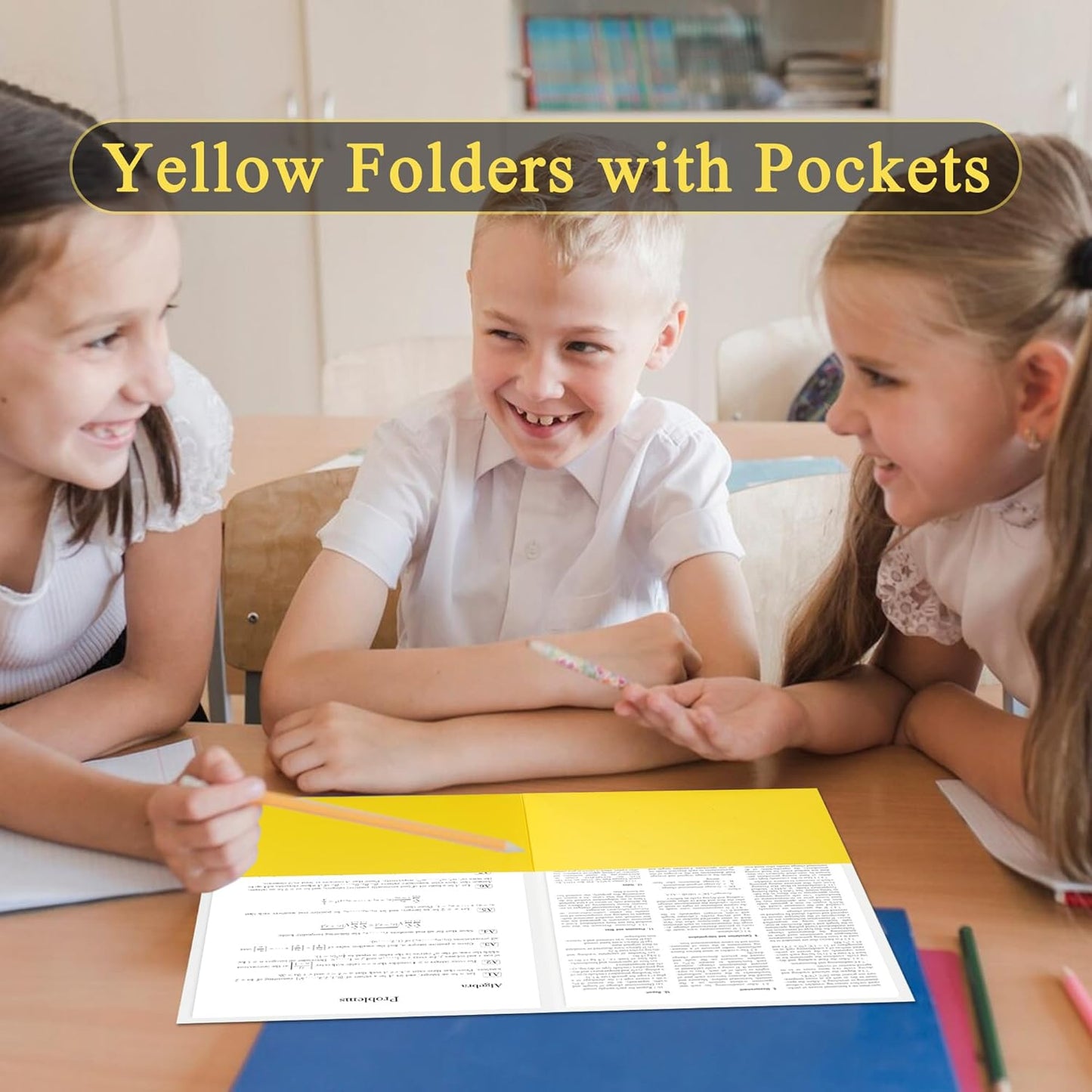 Zzrywuty 25 Packs Paper Folders with Pockets for Students, Businessmen and Office Workers,Letter Size,Two Pocket Folders with Card Slot for Office,Business,School Supplies (Yellow)