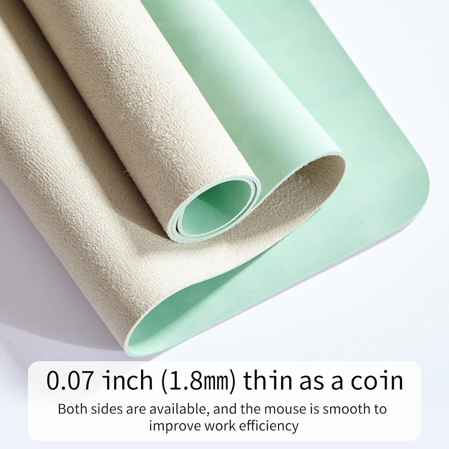 Crazy Horse Leather Desk Mat Large Mouse Pad Laptop Computer Desk Pad Protector Non-Slip Waterproof Table Blotter Desktop Writing Pad for Office and Home (Light Green, 80x40cm)