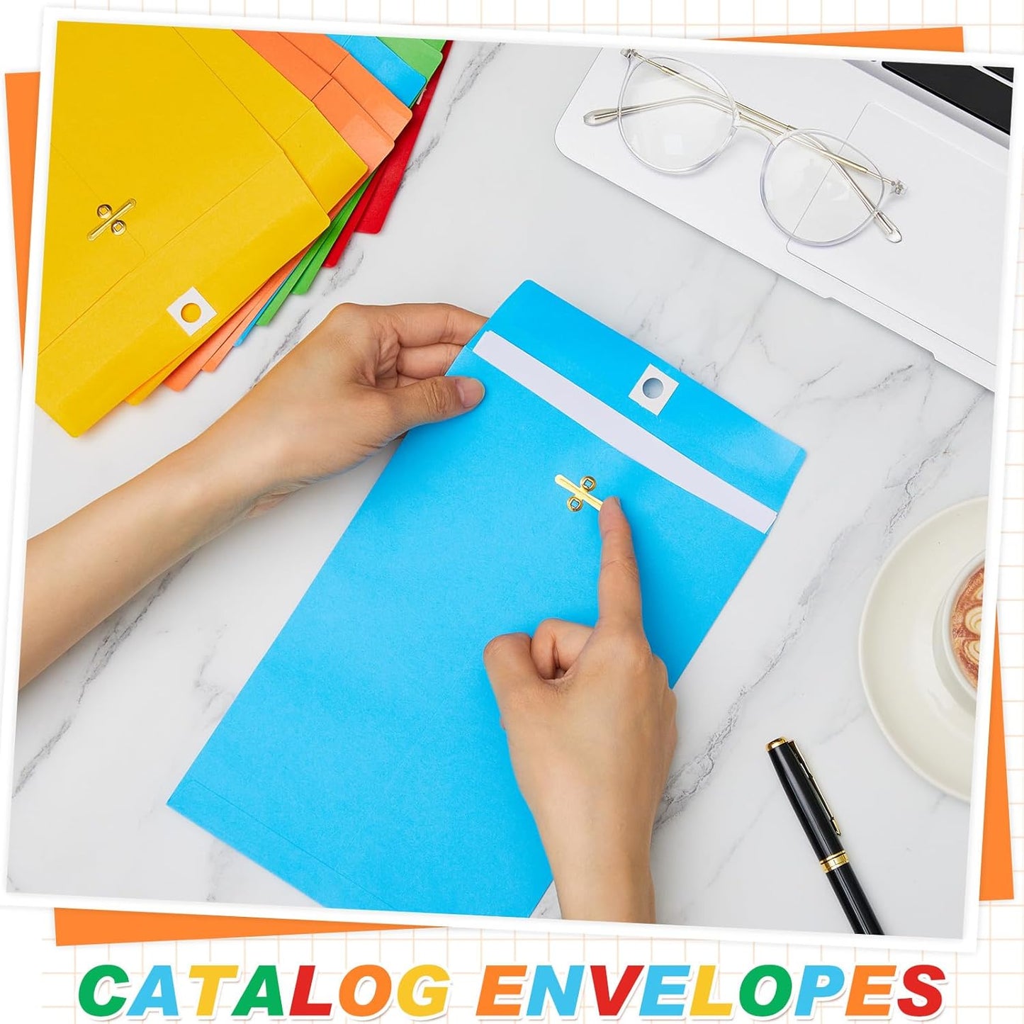 Geyee 100 Pcs Clasp Manilla Envelopes 6 x 9 Inch Gummed Colored Envelopes for Storing or Mailing for Home Office Business Supplies(Multicolor)