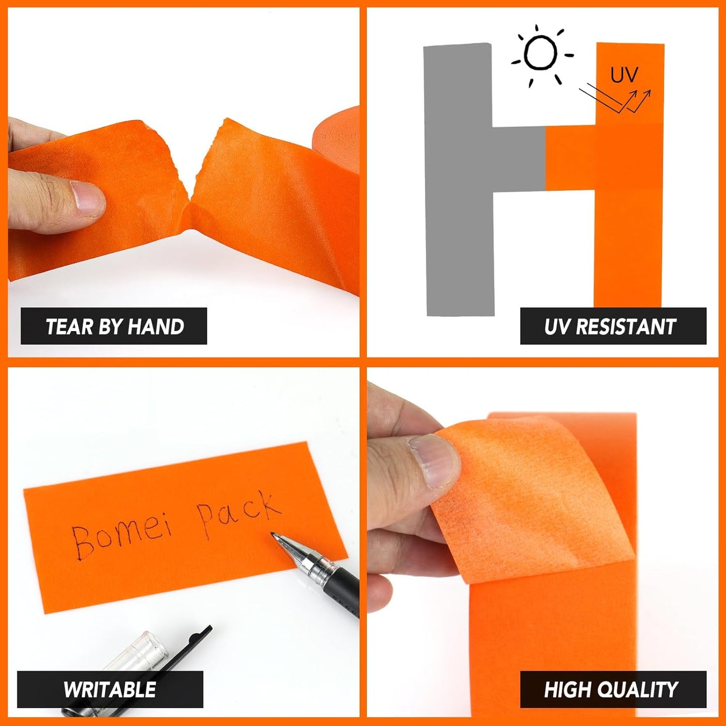 BOMEI PACK Painters Tape 2 inch, 2 Pack Paint Orange Masking Tape 2 inch x 55 Yards for Walls Painting, Labeling, DIY Crafting, Decoration and School Projects