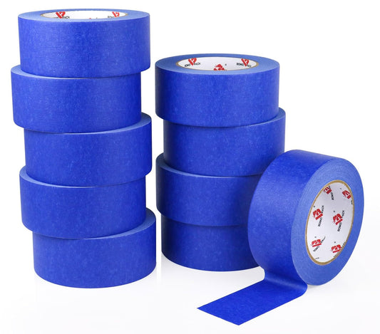 BOMEI PACK 10 Rolls Painters Tape 2 inch Wide, Painter's Tape Blue Masking Tape 2 inch x 55 Yards for Walls Painting, Home Improvement and School Projects, Total 550 Yards