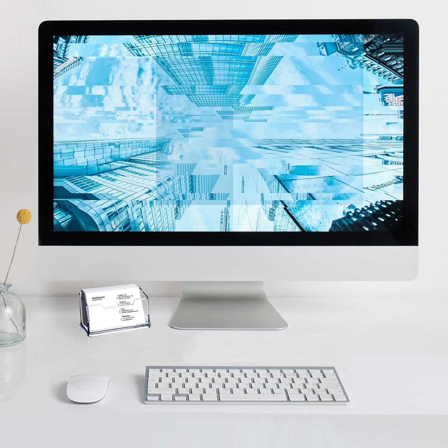 Clear Acrylic Business Card Holder, Name Card Organizer for Desk Fits 50 Business Cards