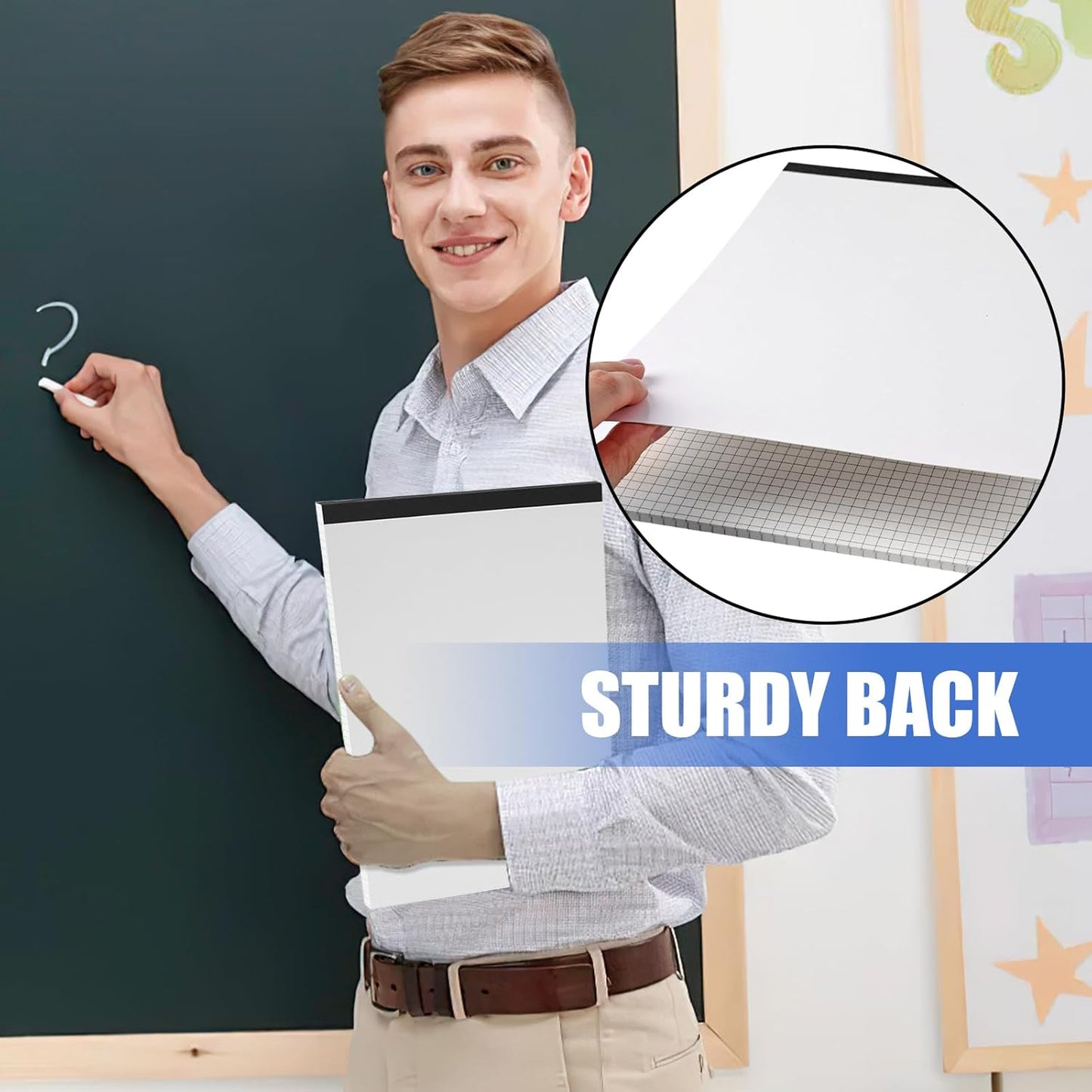 BOOKNOW 2-Pack 8.5" x 11" White 5x5 Quad Ruled Graph Paper Pads, 50 Sheets per Pad, for Office, School, and Drawing