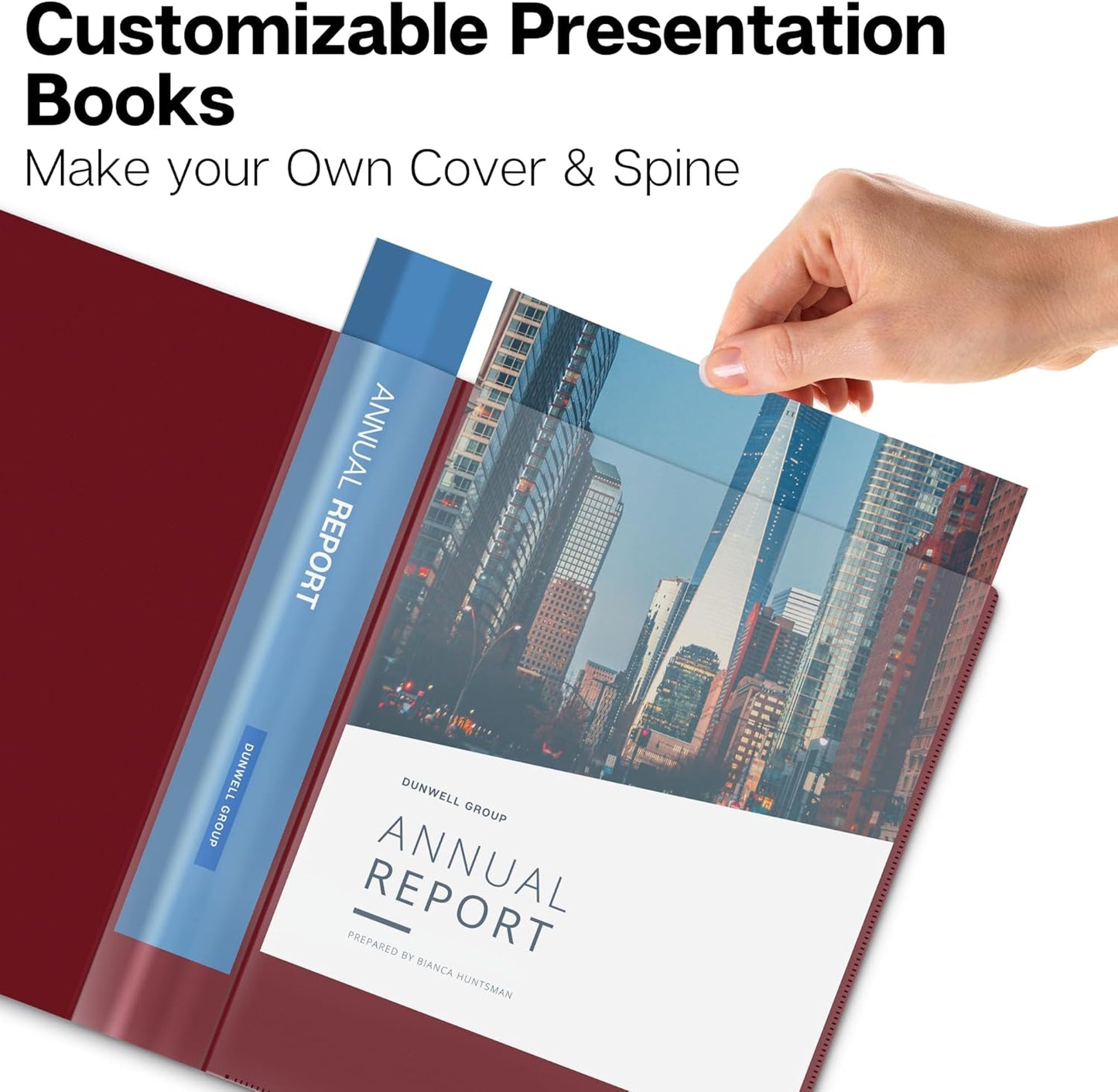 Dunwell Presentation Binder 24-Pocket, Displays 48 Pages, 8.5x11 Portfolio Binder with Plastic Sleeves, Storage and Organizer for Documents, Certificates, Projects, Photos (Ruby)