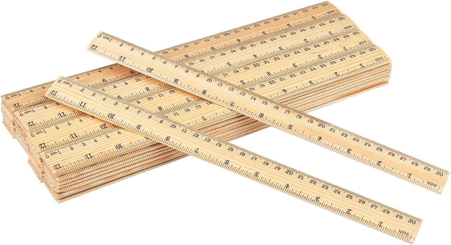144 Packs Wooden Rulers, 12 Inch Double Sided Wood School Ruler for Home, Student, Office Use, 2 Scale,by,GNIEMCKIN