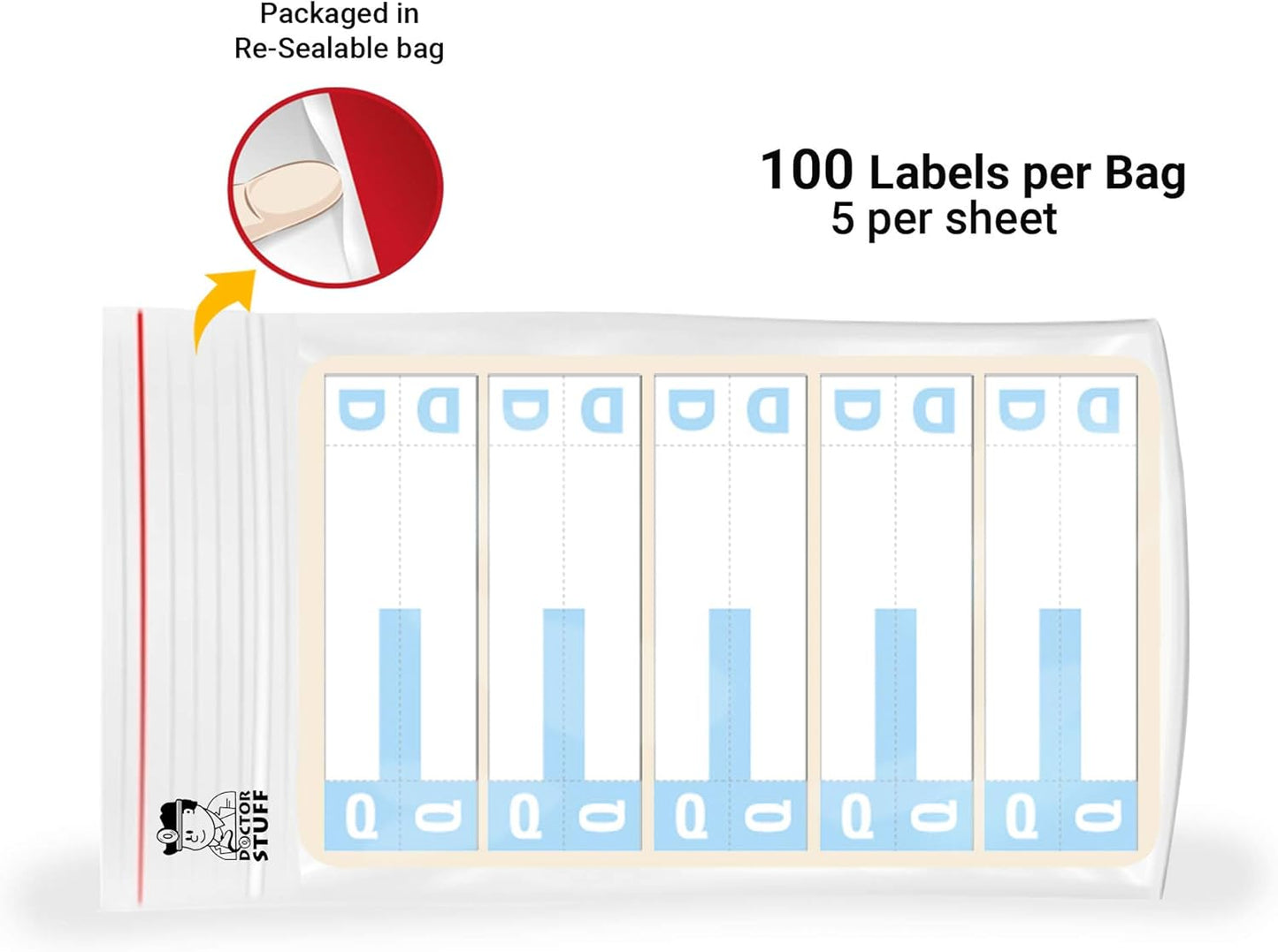 Doctor Stuff - File Folder Labels, Alphabet Letters, D/Q, Compatible with Smead NCC - SNCC Series Alpha Stickers Light Blue, 1-5/32" x 3-5/8, 100/Package