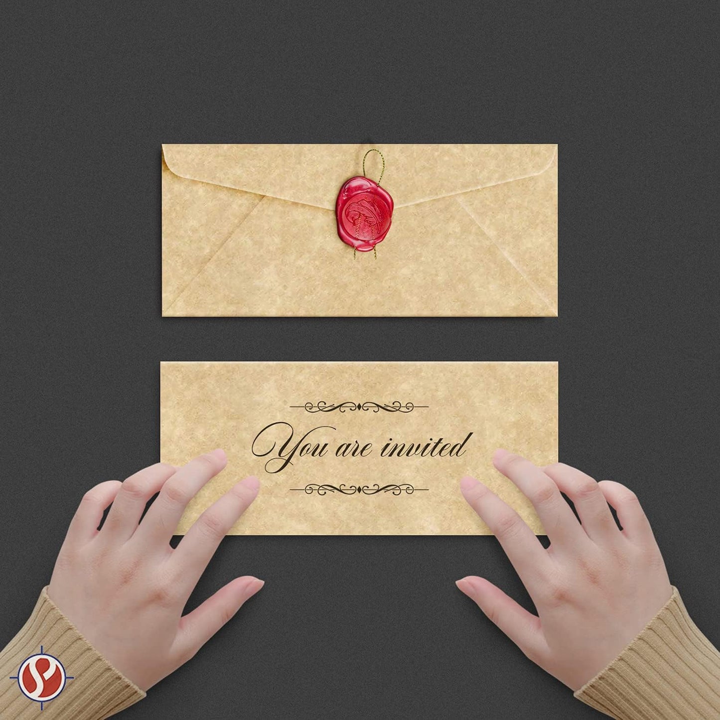 Elegant Aged Parchment #10 Business Envelopes – Great for Invitations, Greetings, Holiday, Office, Invoices, Letters, Mailings | 4 1/8 x 9 1/2 Inches | 50 Per Pack