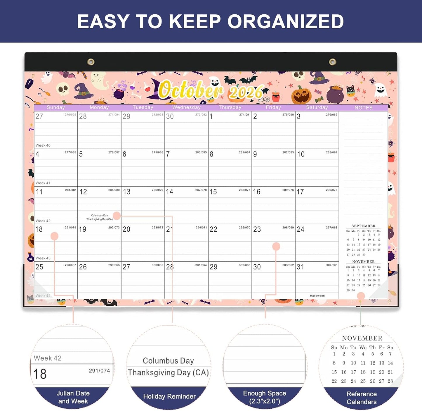 Lbylyhxc Desk Calendar 2025 - 2026, Monthly Calendar 2026, 18-Month School Year Calendar, July 2025 to December 2026, Monthly Large Desktop/Wall Calendar for Teacher with Corner Protectors 17" X 12" (Desk Calendar Seasons, 17x12 inches)