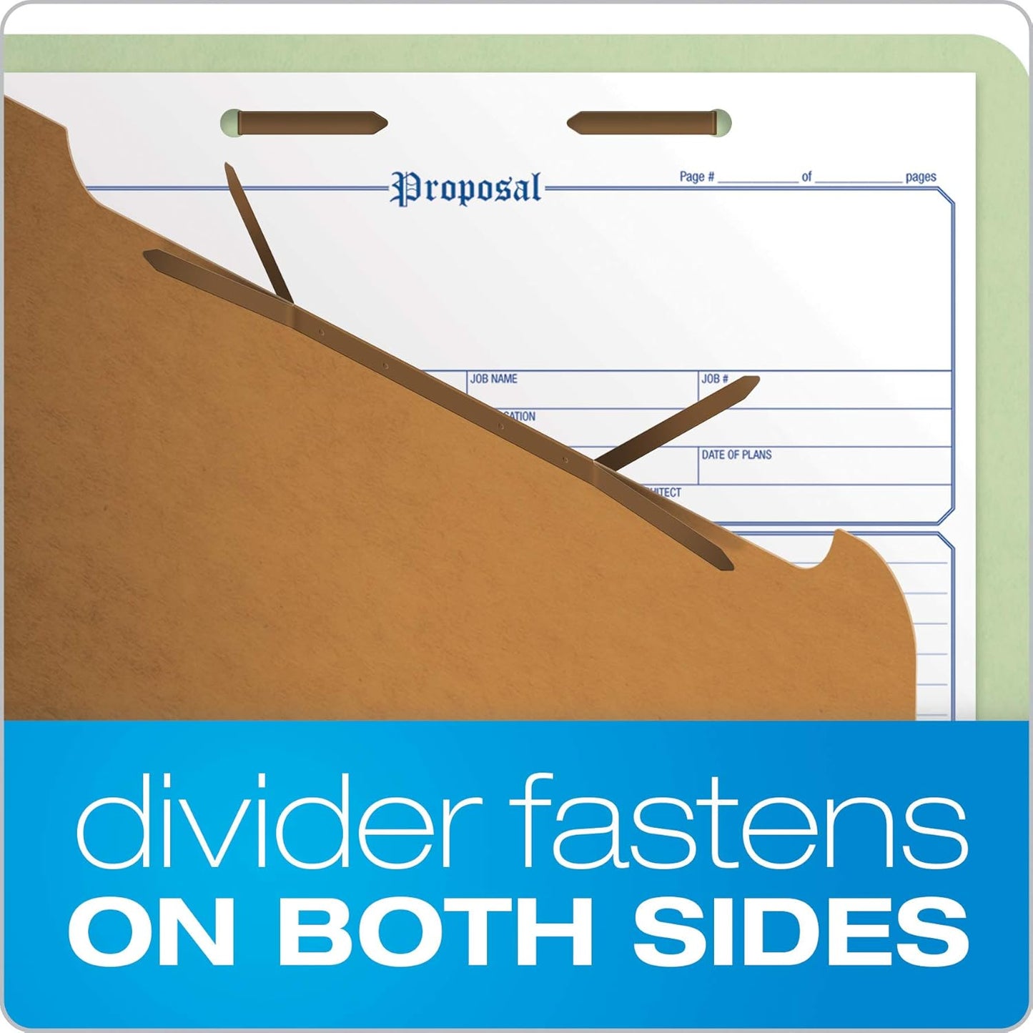 Pendaflex Recycled Classification File Folders, 1 Divider, 2" Embedded Fasteners, 2/5 Tab Cut, Legal Size, Light Green, Box of 10 (28776R)| (Pack of 5)