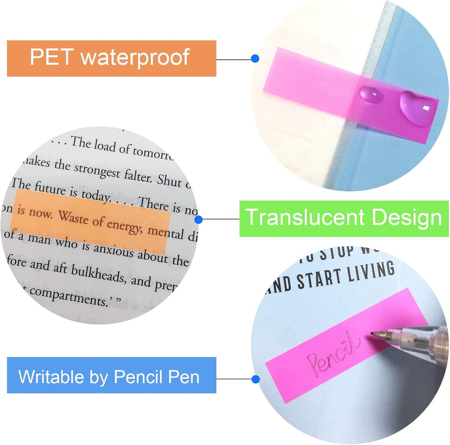 1200Pcs Colored Page Markers,6Set Fluorescent Sticky Tabs in 10 Primary Color,Neon Sticky Notes Flags,Waterproof Writable Translucent Page Flags for Books,Notebook,Removes Cleanly (Neon 1 Design)
