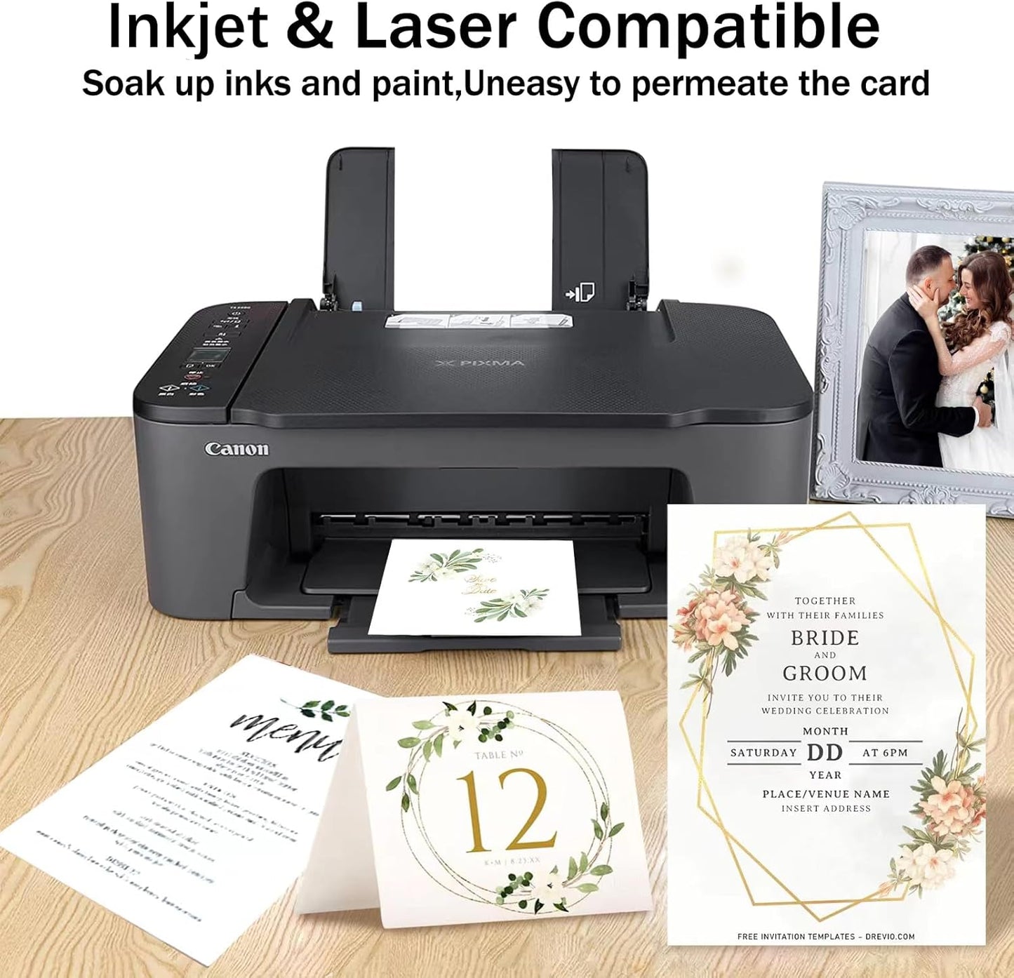 50 Sheets White Cardstock 8.5 x 11 Certificate Paper, Goefun White Card Stock Printer Paper for Invitations, Menus, Wedding, DIY Cards