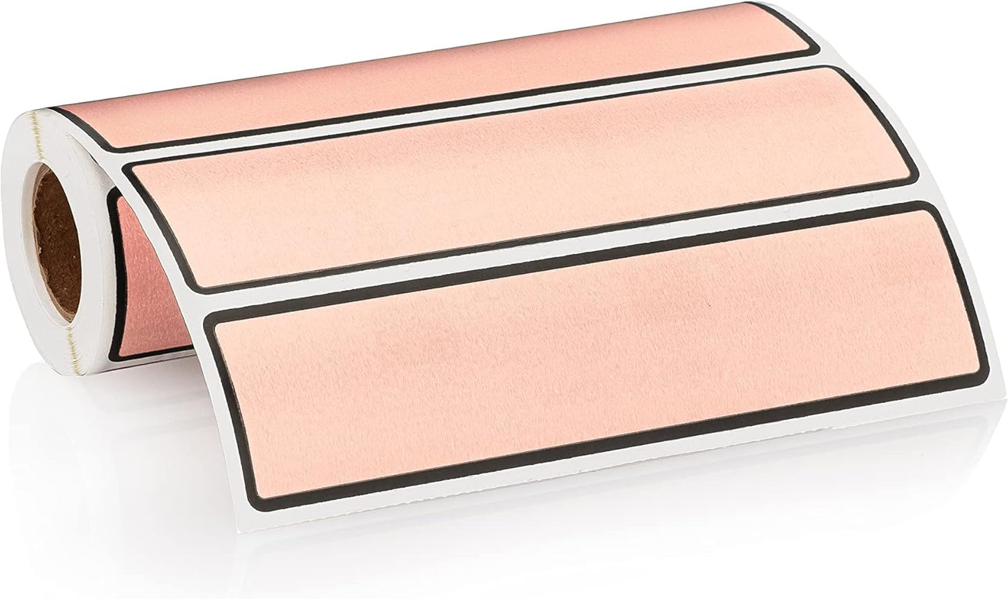 Carstens Adhesive Sticker Labels, 5 3/8” x 1 3/8”, Binder Labels for 1.5” – 4” Ring Binder Spines, Pink, Roll of 200