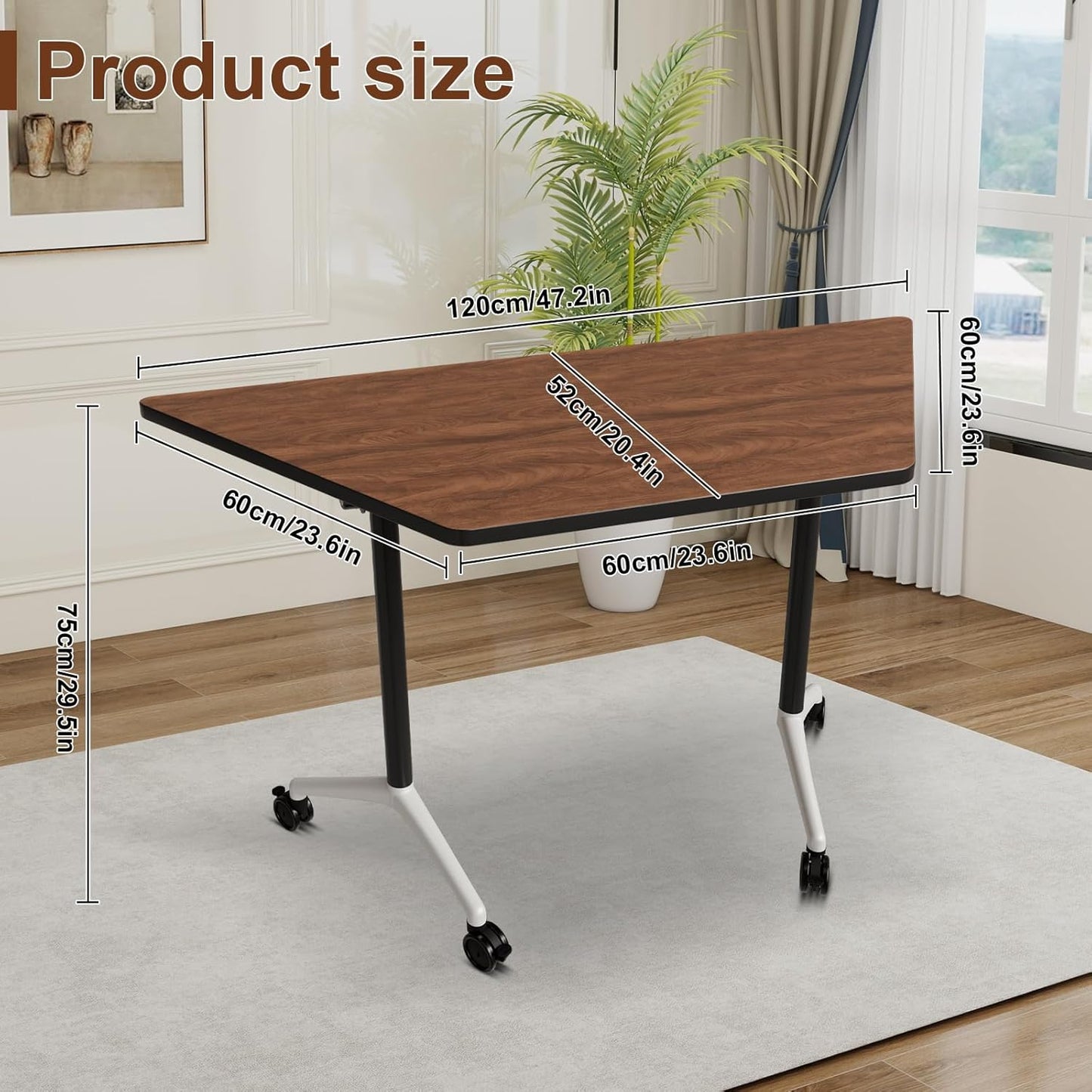 Conference Room Table with Flip-Top Design for Dynamic Meetings, Business Table Computer Desk with Heavy-Duty Frame,Foldable Seminar Meeting Tables for Home Office (4, D, 47.2IN)