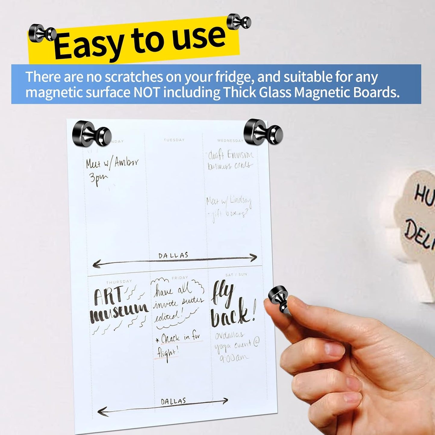 36Pack Refrigerator Magnets Black Fridge Magnets for Whiteboard Strong Whiteboard Magnets Small Metal Magnets for Fridge White Board Map Kitchen Office Classroom