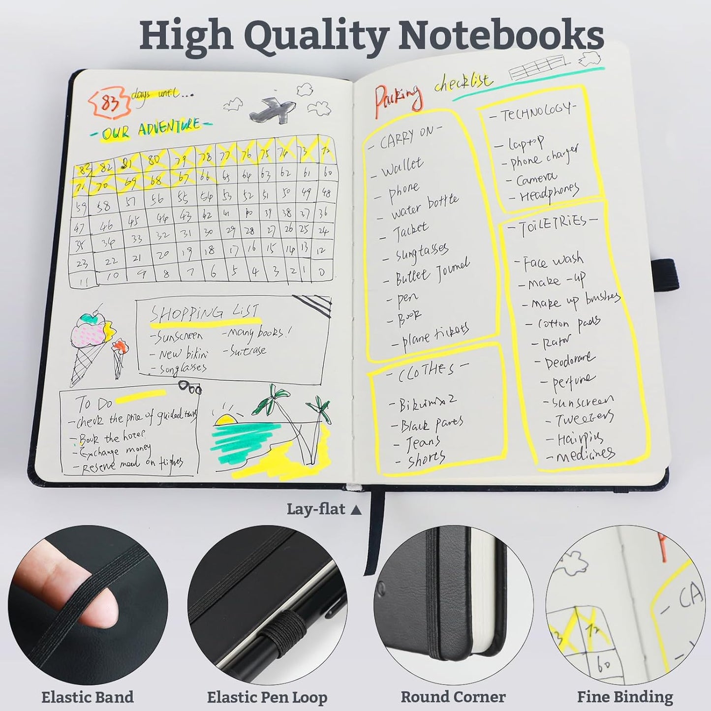 Blank Hardcover Sketch Book Notebook, A5 140 Pages 120Gsm Thick Journal for Drawing,School,Work,Diary，5.7''*8.3'',Blush
