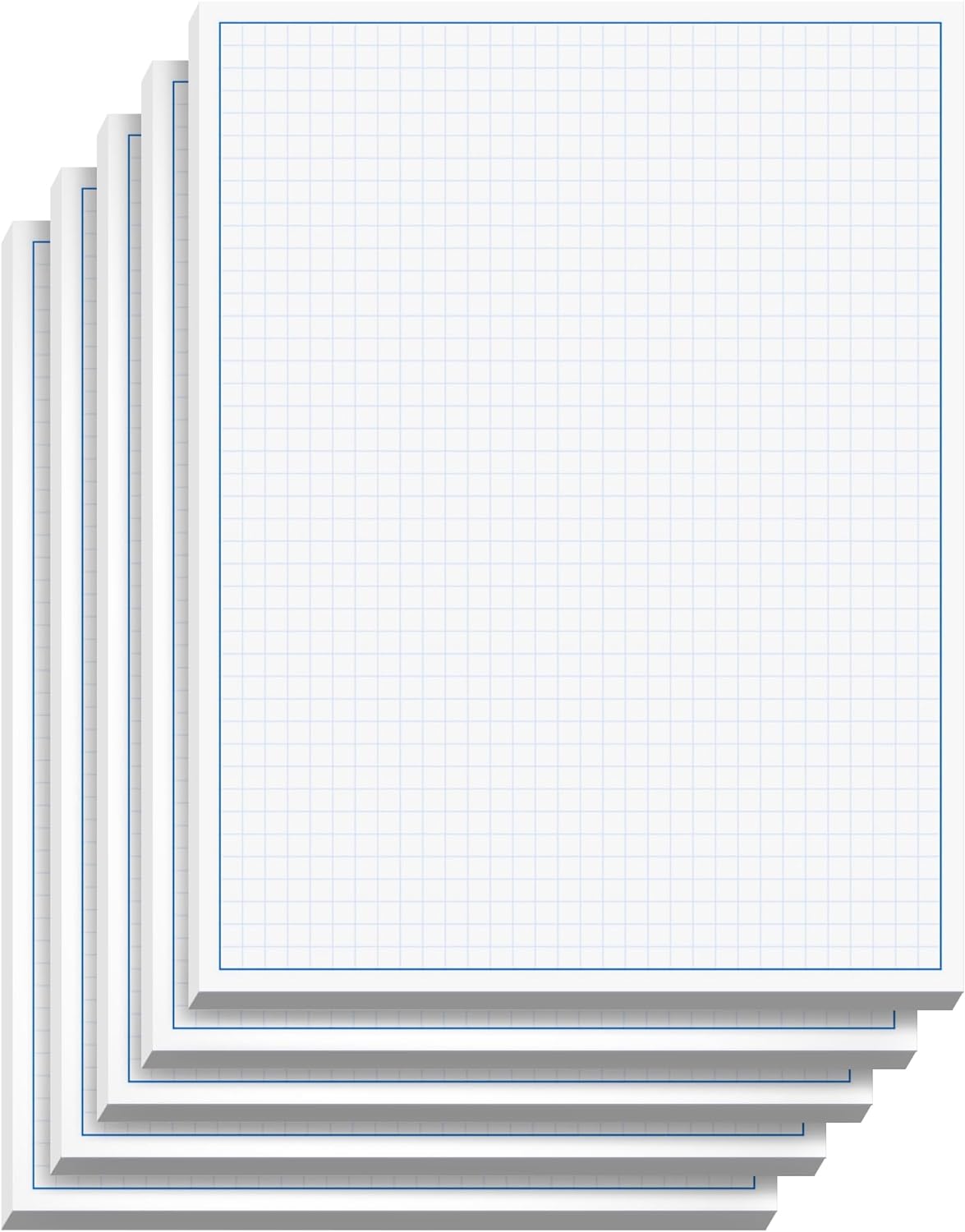 Graph Paper Pad for Blueprint Drawings, Drafting, Engineering Drawing, and Planning - Graph Paper 8.5x11 Blueprint Quadrille Grid Paper Pads with Blue Lines, High Brightness 50 Sheets (5-Pack)
