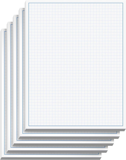 Graph Paper Pad for Blueprint Drawings, Drafting, Engineering Drawing, and Planning - Graph Paper 8.5x11 Blueprint Quadrille Grid Paper Pads with Blue Lines, High Brightness 50 Sheets (5-Pack)