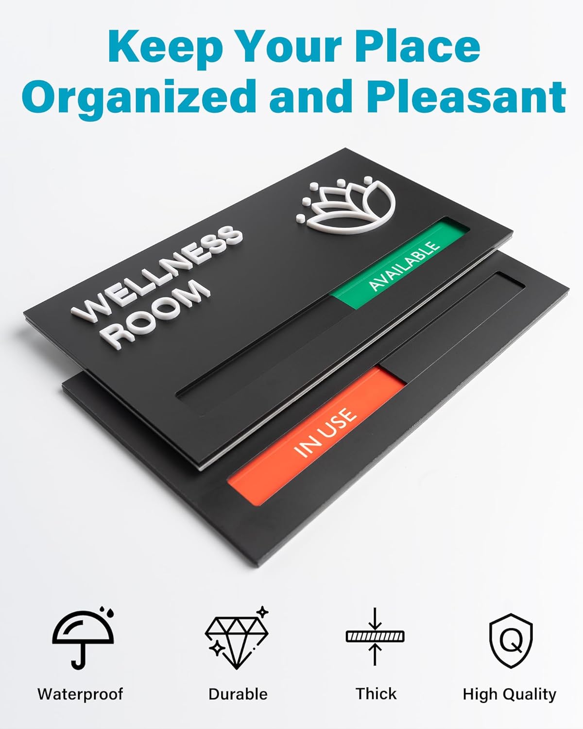 Conference Room Door Signs for Office, Meeting In Progress Door Sign, In Use Available Slider Indicator Tells Whether Room Vacant Or Occupied