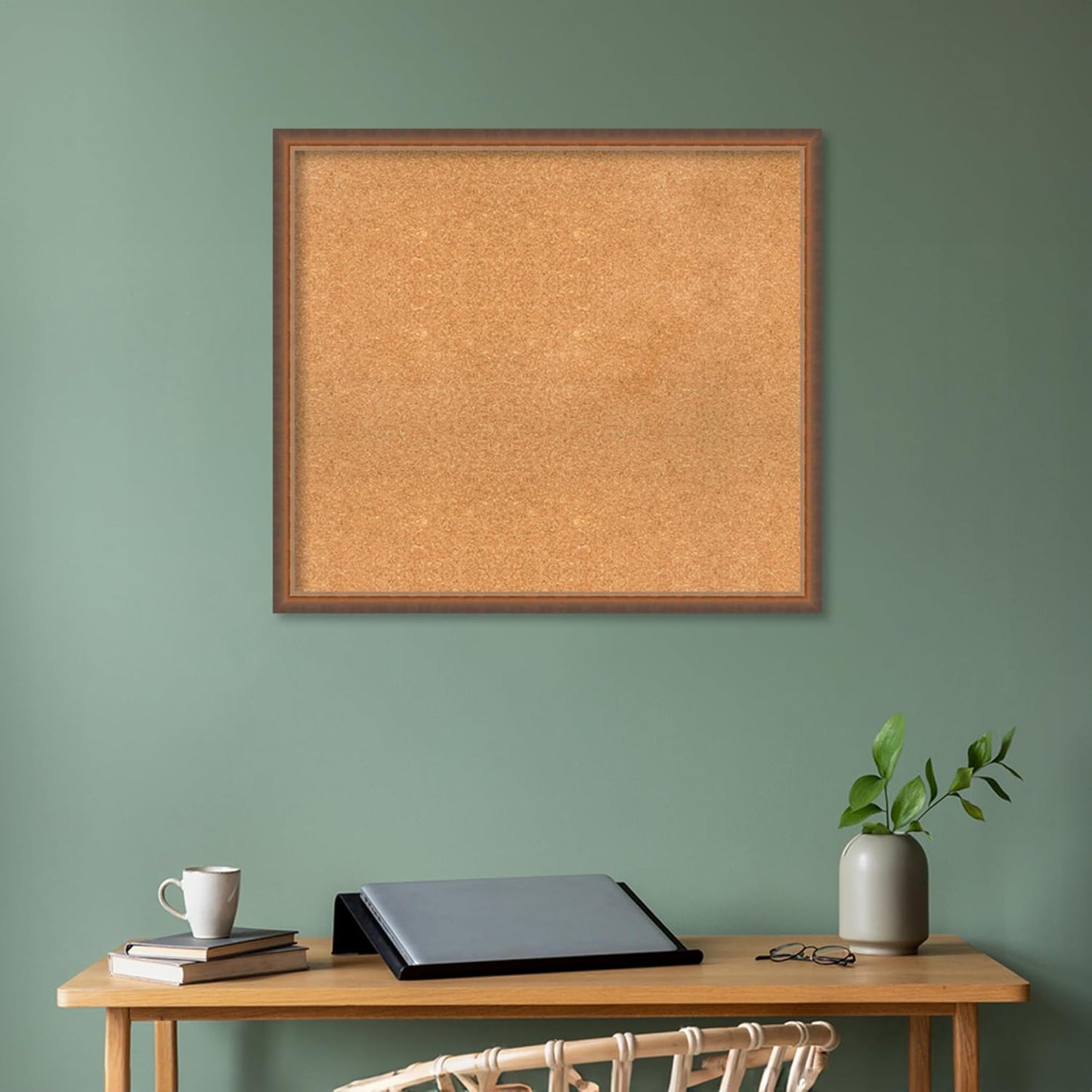 Amanti Art Natural Cork Board for Wall, 30x34 Vision Board with Bronze Frame, Large Corkboard Office Decor for Home Organization, Modern Corkboard Pinboard to Display Items for Home Organization in
