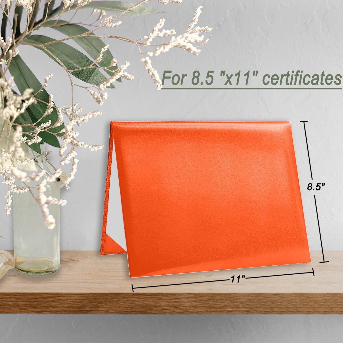 Diploma Cover 8.5x11 Inch, Graduation Certificate Holder - Elegant Faux Leather Folder for Graduation, Wedding Officiant,Orange-1 Pack