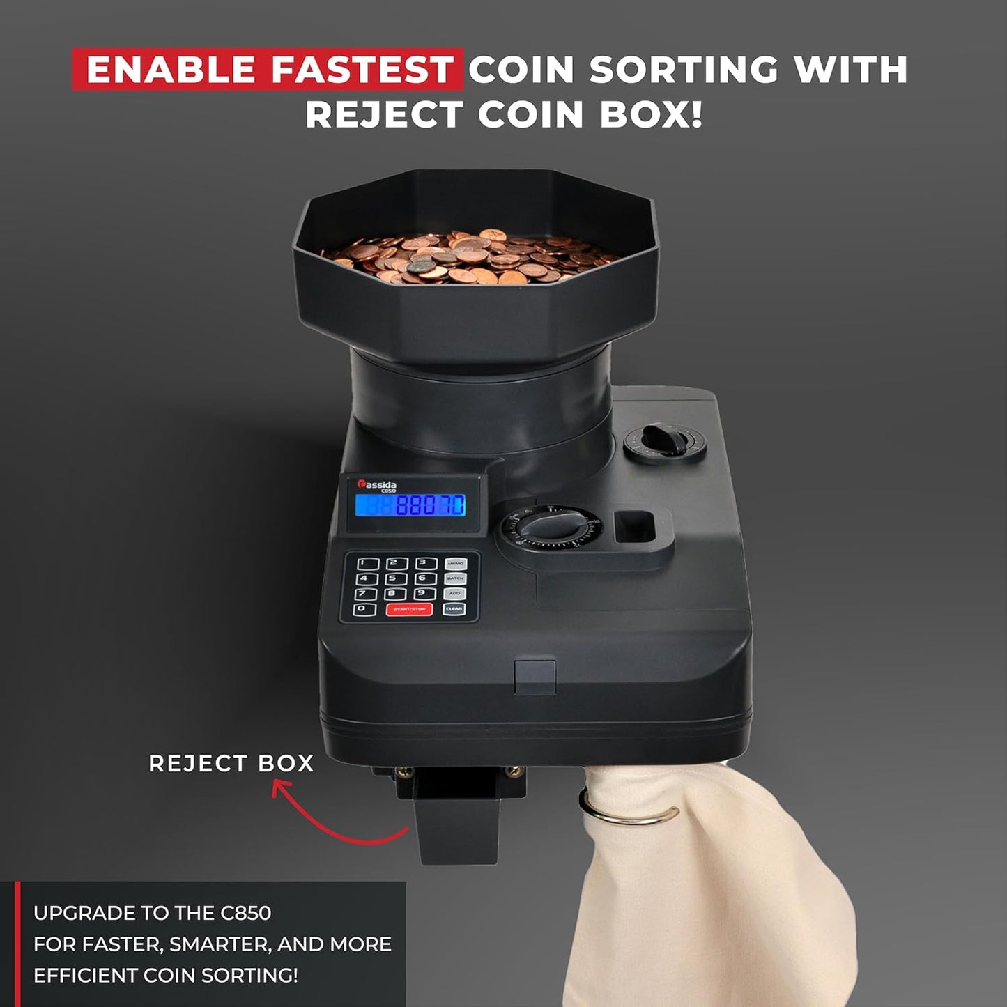 Cassida Heavy-Duty Coin Counter/Off-sorter (C-C850)