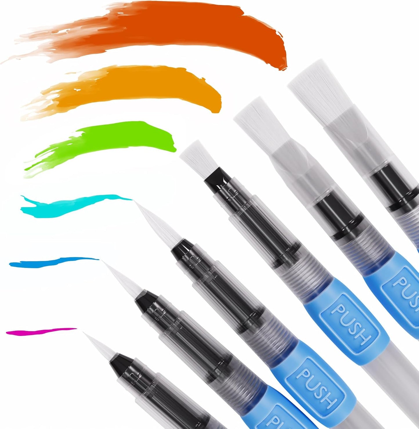 aquapens Water Brush Pens for Painting - 6 Pack - Water Drawing Brush Pens with 6 Different nibs - Portable Watercolor Brush Pens for Artists - Water Brush Pens for Kids and Adults